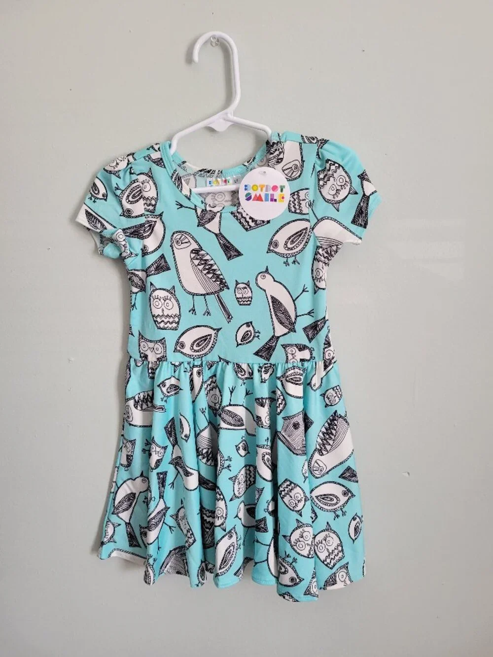 Dot Dot Smile Dress Girl's 2T Toddler Blue Owl & Birds Twirl Cap Sleeve NWT